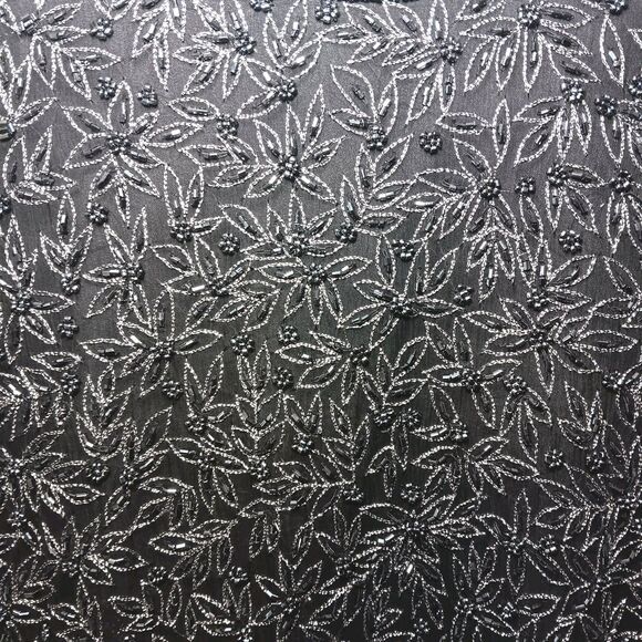 Vintage Adriana Papell Occasions Black Silk Beaded Floral Short Sleeve Sz 18 - Picture 8 of 15